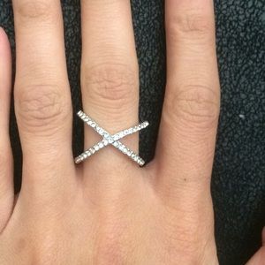 Silver X Shaped Ring